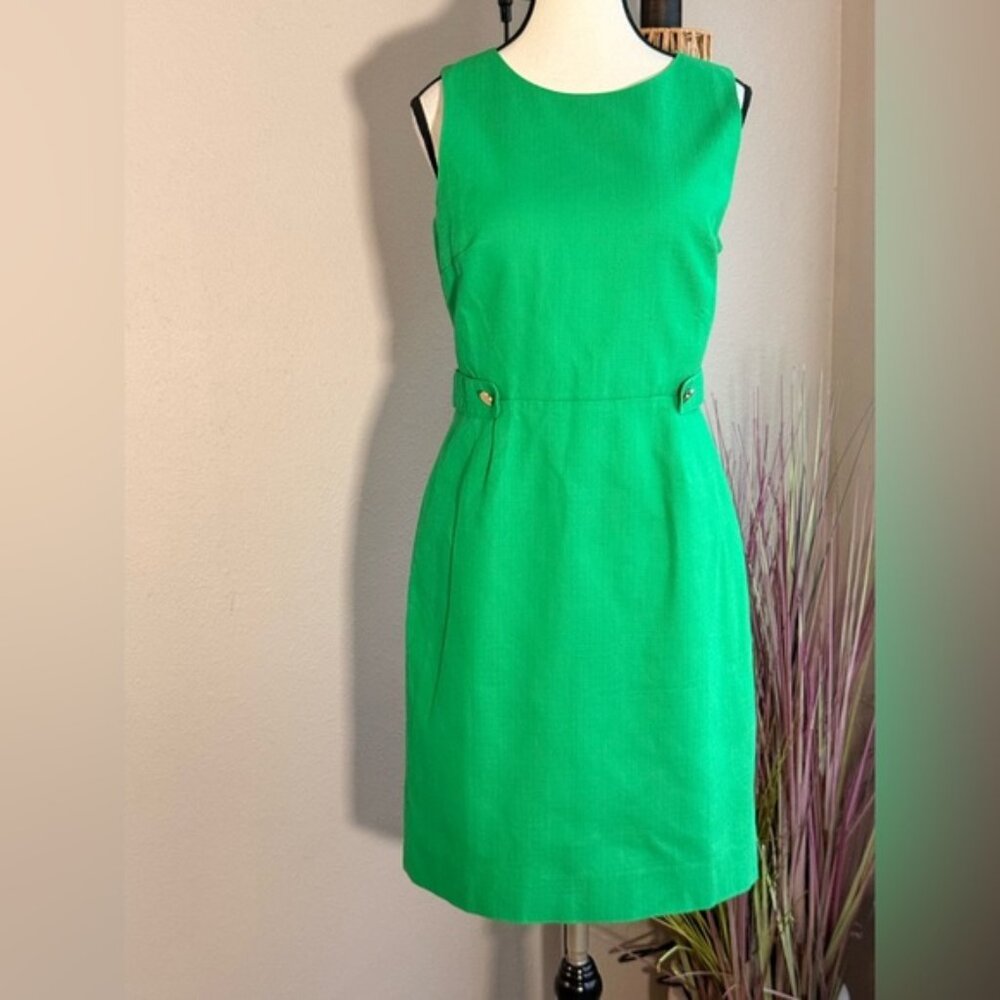J. Crew Dress Green Textured Sleeveless Lined Midi Size 10